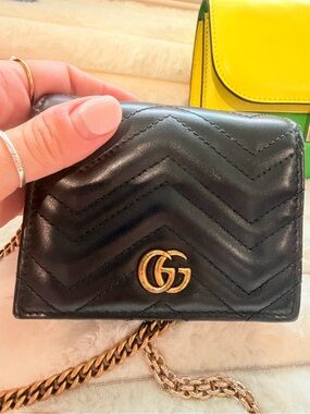 Gucci Black Chevron Mini Crossbody with Gold GG